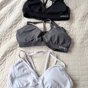 Set of 3 AUROLA Women's Sports Bra - Black, Gray, and White